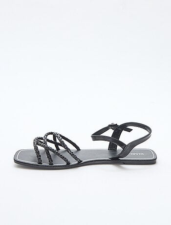 Sandales plates à brides pailletées