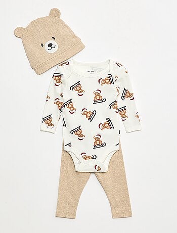 Set body + legging + bonnet Noël en coton