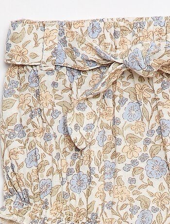 Short à taille élastiquée avec ceinture à nouer