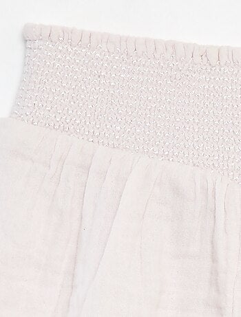 Short brodé en gaze de coton