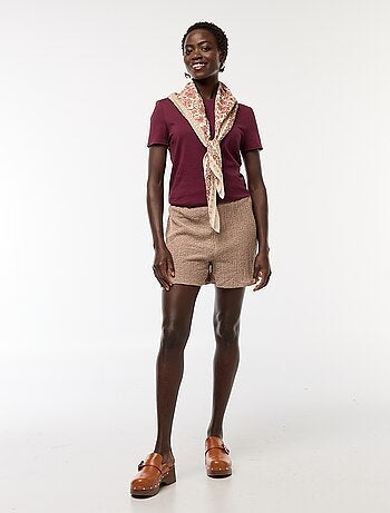 Short court en maille gaufrée