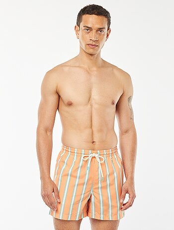 Short de bain rétro à larges rayures