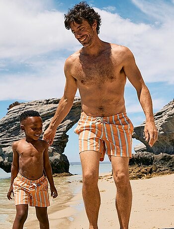 Short de bain rétro à larges rayures