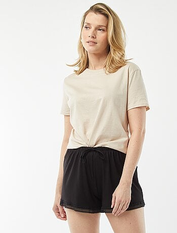 Short de pyjama fluide avec broderies