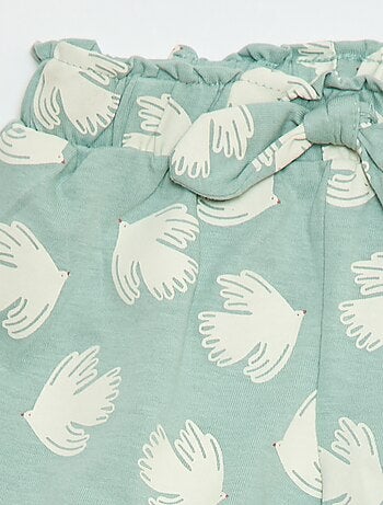 Short en coton avec ceinture à nouer et bas de jambe volantés