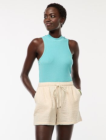 Short en gaze de coton uni