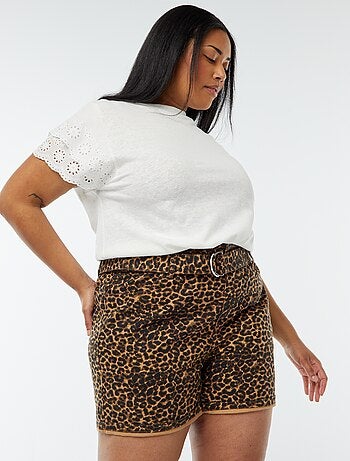 Short en jean taille haute avec ceinture