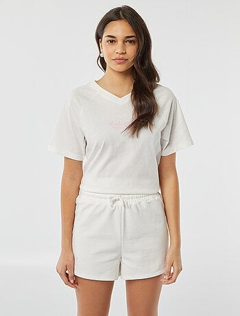 Short en molleton fin avec petit imprimé