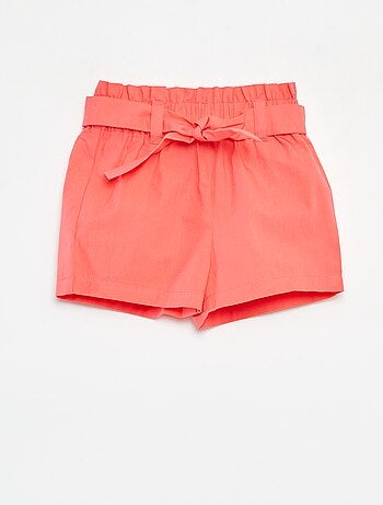 Short en popeline avec ceinture