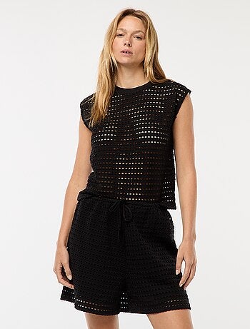 Short large en maille crochet