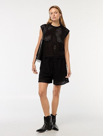 Short large en maille crochet
