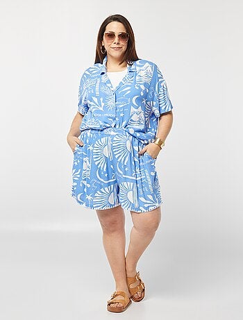 Short large fluide imprimé marin