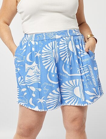 Short large fluide imprimé marin