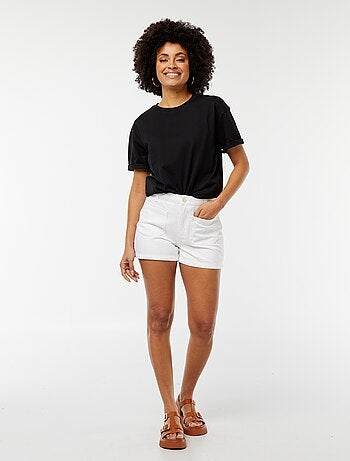 Short taille haute en jean avec 4 poches plaquées