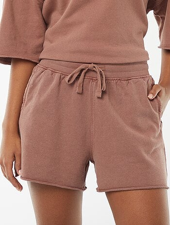 Short uni délavé avec taille élastiquée