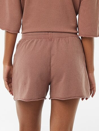 Short uni délavé avec taille élastiquée