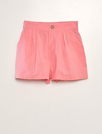 Short uni en coton et lin