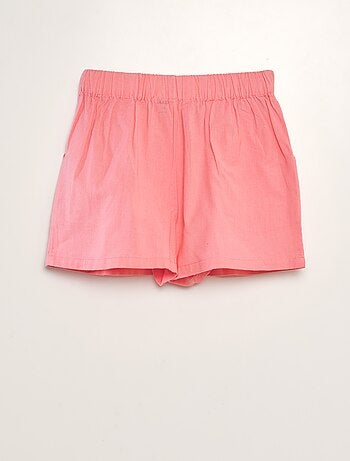 Short uni en coton et lin