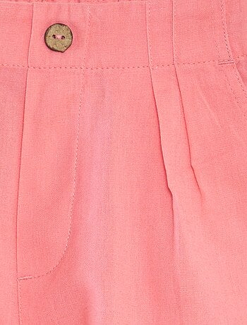 Short uni en coton et lin