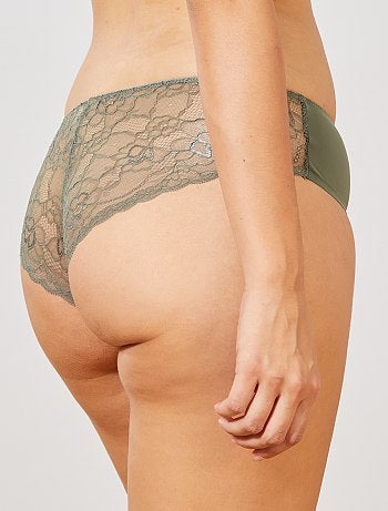 Shorty microfibre et dentelle - Kiabi