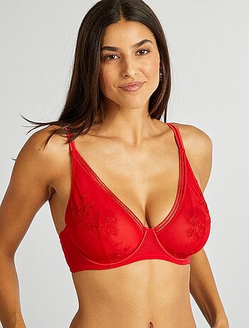 Soutien-gorge corbeille en mesh brodé