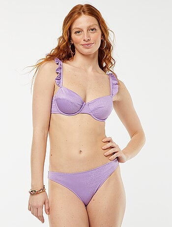 Soutien-gorge de bain pailleté à bretelles volantées