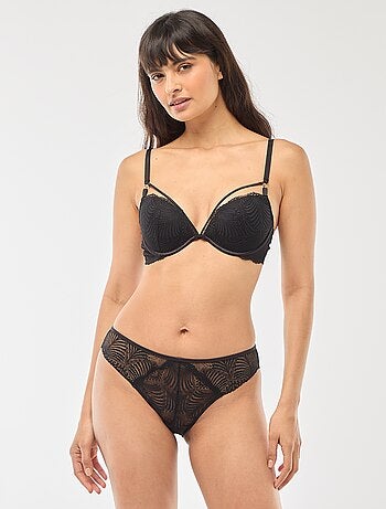 Soutien-gorge push up en dentelle feuillage