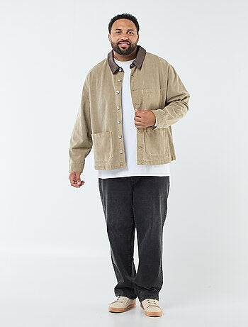 Surchemise en twill avec col contrasté