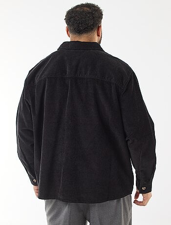 Surchemise unie en velours avec poches plaquées