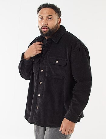 Surchemise unie en velours avec poches plaquées