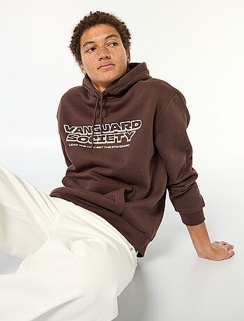 Sweat à capuche inscription devant et dos