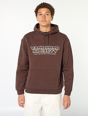 Sweat à capuche inscription devant et dos