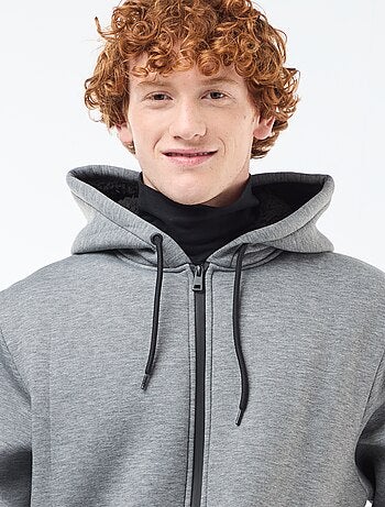 Sweat à capuche zippé doublé effet moutonné