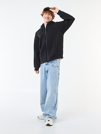 Sweat à capuche zippé doublé effet moutonné