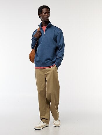 Sweat camionneur avec col montant zippé