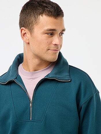 Sweat col camionneur zippé en coton