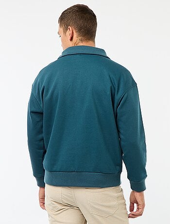 Sweat col camionneur zippé en coton