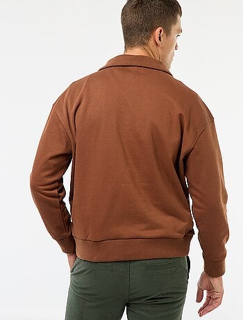 Sweat col camionneur zippé en coton