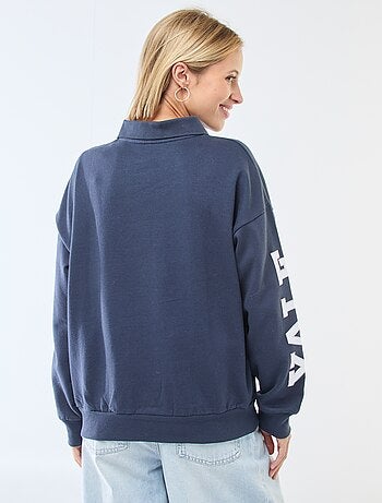 Sweat col polo à manches longues imprimé