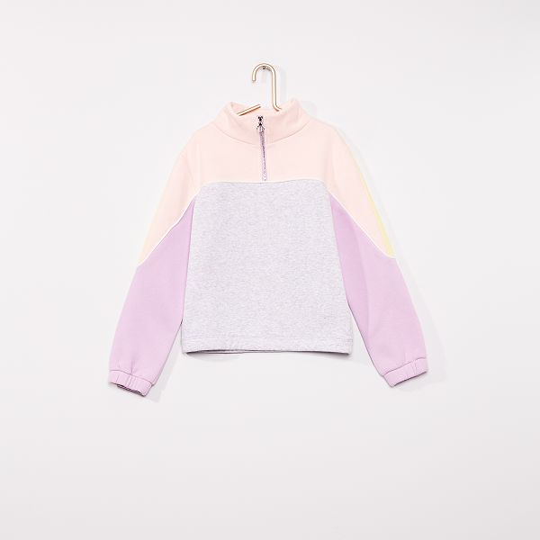 Sweat Color Block Fille Gris Rose Violet Kiabi 6 00