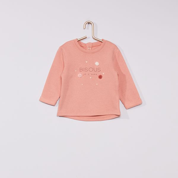 Sweat Eco Concu Bebe Fille Rose Bisous Kiabi 2 40
