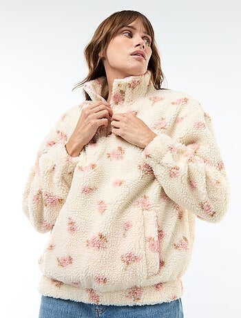 Sweat en maille bouclette imprimé