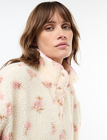 Sweat en maille bouclette imprimé