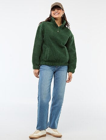 Sweat en maille bouclette imprimé