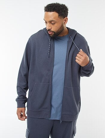 Sweat en maille piquée avec ouverture zippée et capuche