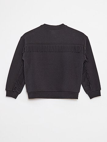 Sweat en molleton avec broderie et franges sur les manches