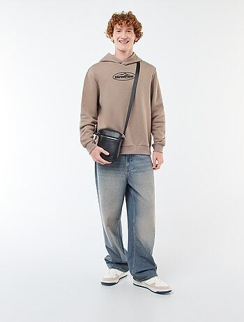 Sweat imprimé fantaisie en coton uni