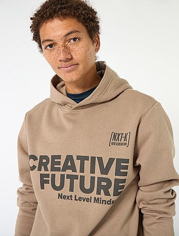 Sweat imprimé fantaisie en coton uni