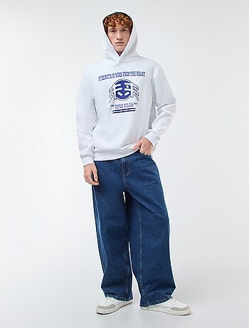 Sweat imprimé fantaisie en coton uni