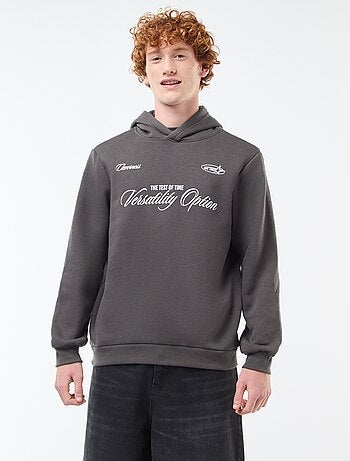 Sweat imprimé fantaisie en coton uni